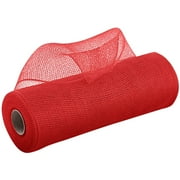 OTEMRCLOC 1PC Poly Deco Mesh Ribbon for Wreaths All Colors Wreath Making Supplies for Crafting, Red/10 Inches x 10 Yards